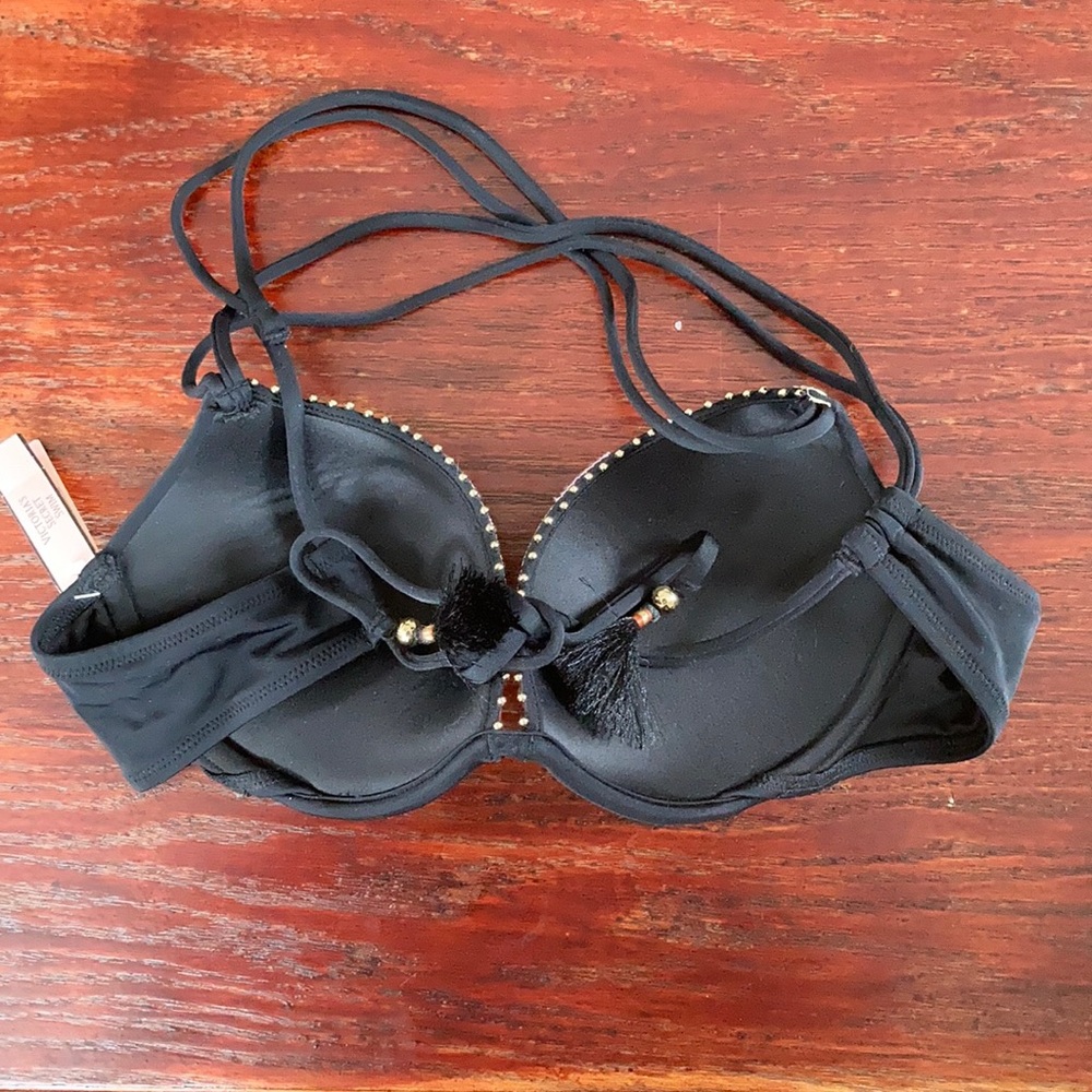 Victoria’s Secret NWT Black Strappy Bikini Top - Picture 2 of 3
